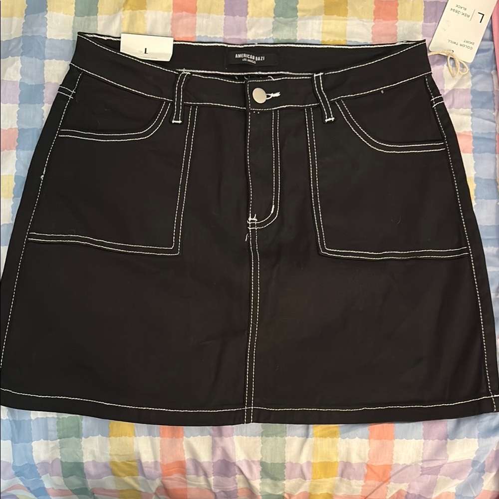 American Eagle Outfitters Black Cargo A-Line Mini Skirt
